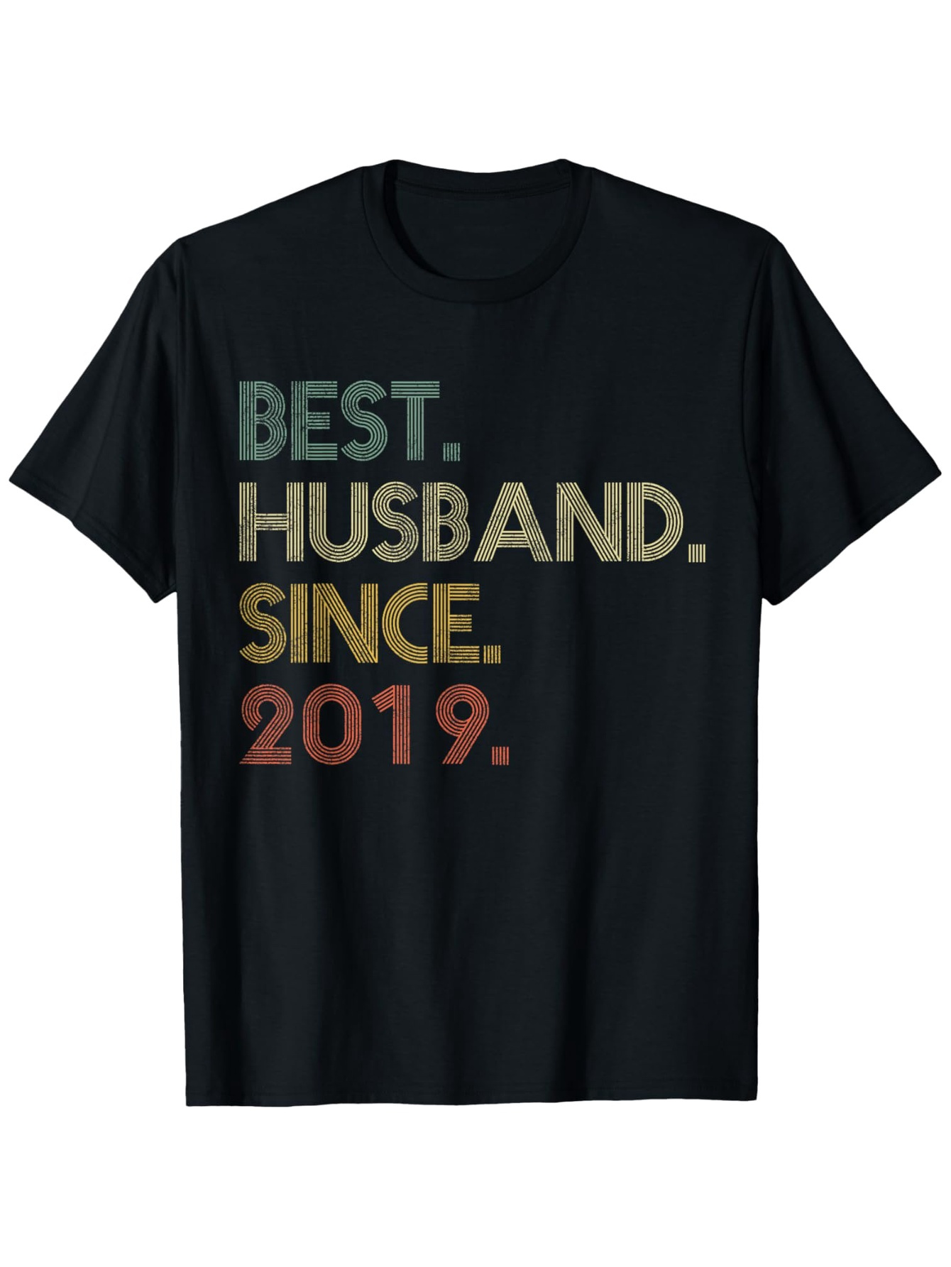 Men's Graphic T-Shirt Best Husband Since 2019 Retro Color Block Typography