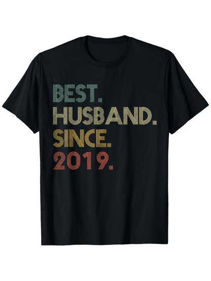 Men's Graphic T-Shirt Best Husband Since 2019 Retro Color Block Typography