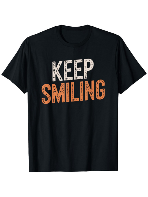 Men's Graphic T-Shirt Keep Smiling Hand Drawn Dotted Letter Art Graphic Text Tee