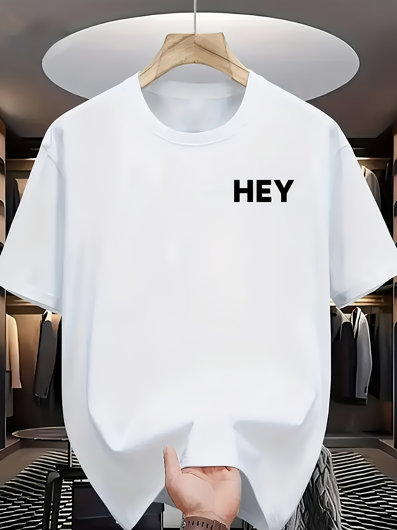 Men's Graphic T-Shirt Hey Simple Minimalist White Cotton T Shirt