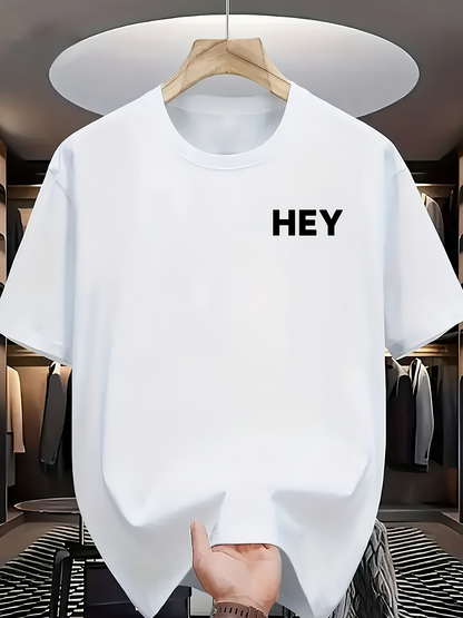 Men's Graphic T-Shirt Hey Simple Minimalist White Cotton T Shirt