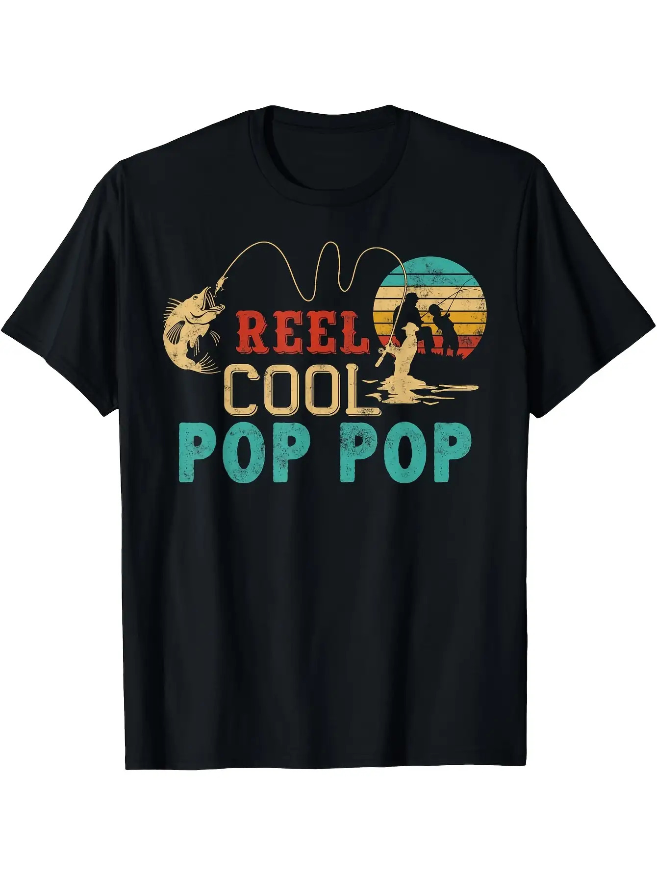 Men's Graphic T-Shirt Reel Cool Pop Pop Vintage Sunset With Fisherman Outdoors Fish