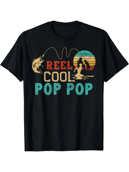 Men's Graphic T-Shirt Reel Cool Pop Pop Vintage Sunset With Fisherman Outdoors Fish