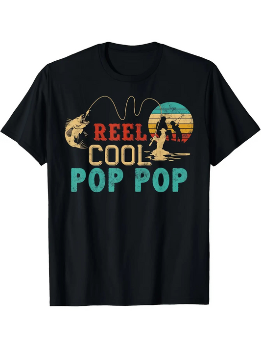 Men's Graphic T-Shirt Reel Cool Pop Pop Vintage Sunset With Fisherman Outdoors Fish
