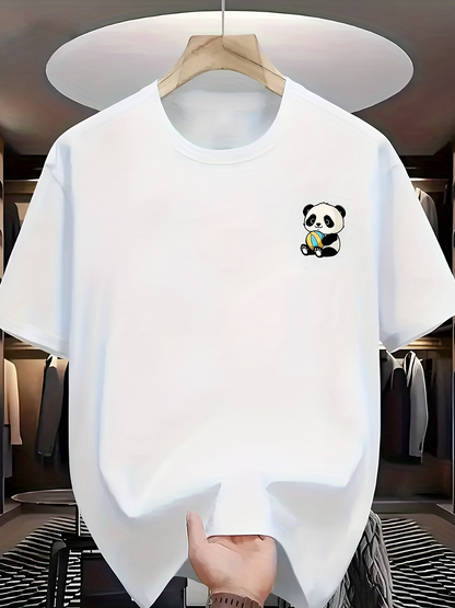 Men's Graphic T-Shirt Adorable Sitting Panda With Small Bamboo And Gentle Eyes Panda