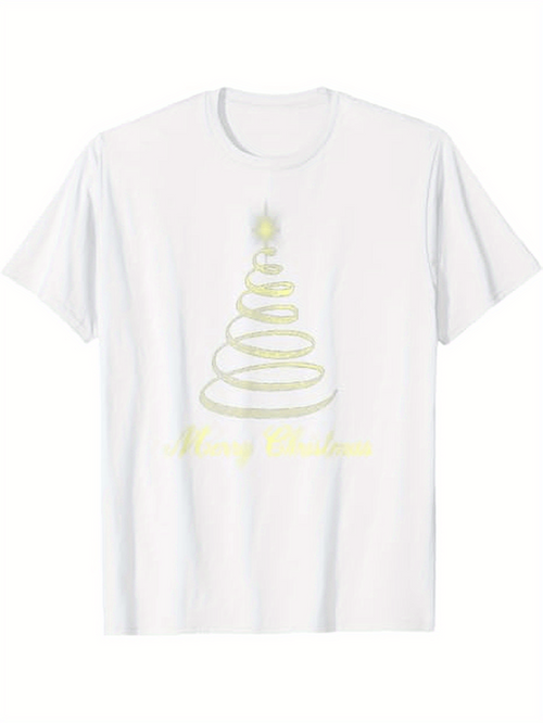 Men's Graphic T-Shirt Whimsical Glowing Spiral Tree With Star Under Winter Lights Christmas Tree