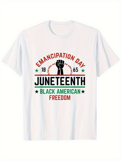 Men's Graphic T-Shirt Emancipation Day Juneteenth Black American Freedom Raised Fist