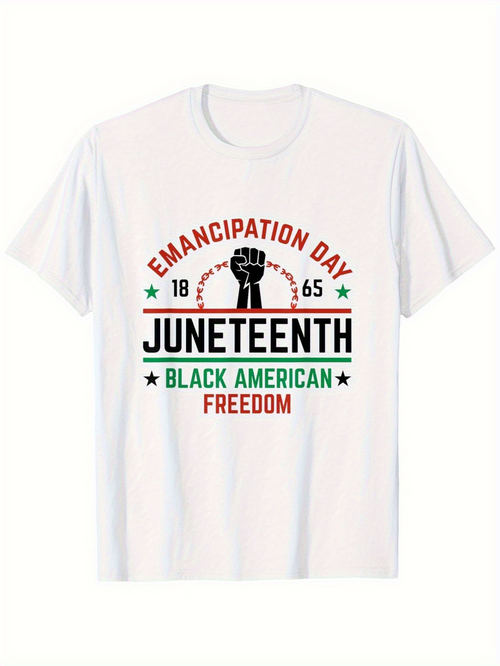 Men's Graphic T-Shirt Emancipation Day Juneteenth Black American Freedom Raised Fist