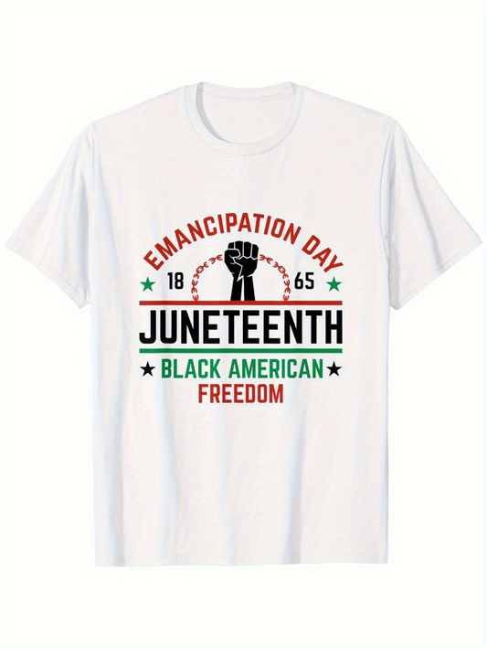 Men's Graphic T-Shirt Emancipation Day Juneteenth Black American Freedom Raised Fist