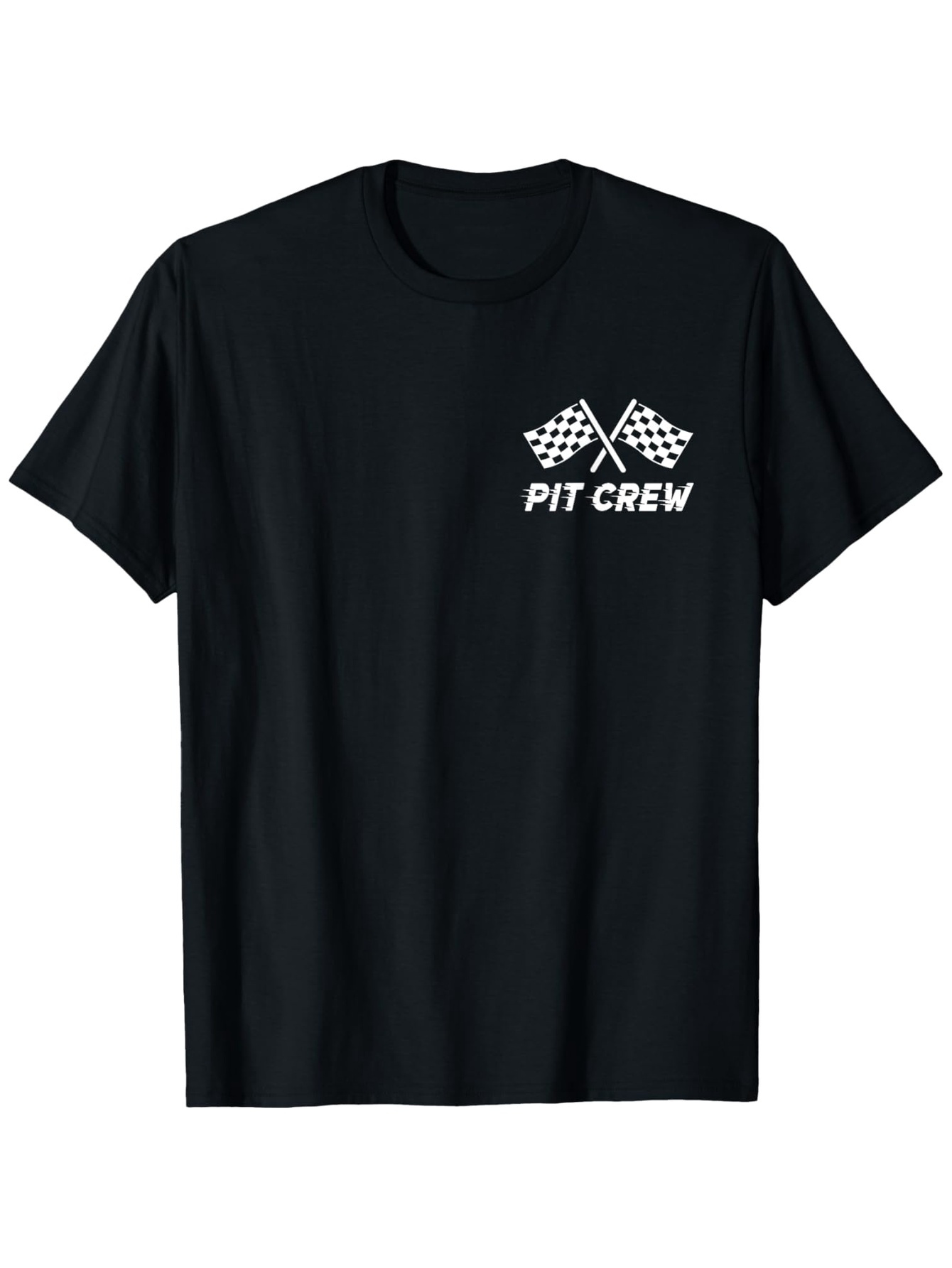 Men's Graphic T-Shirt Pit Crew With Racing Flags On Classic Cotton T Shirt