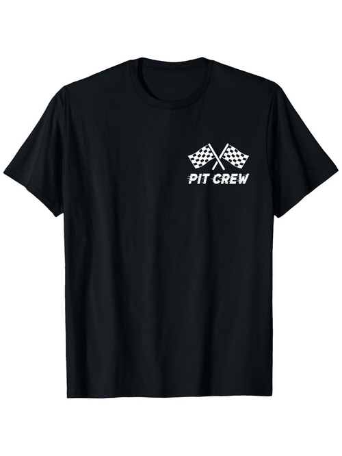 Men's Graphic T-Shirt Pit Crew With Racing Flags On Classic Cotton T Shirt