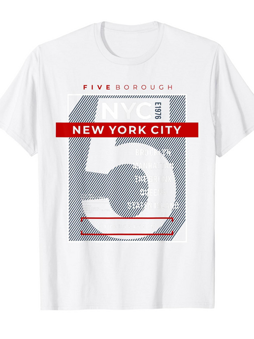 Men's Graphic T-Shirt Five Boroughs Modern Urban Style New York City T Shirt