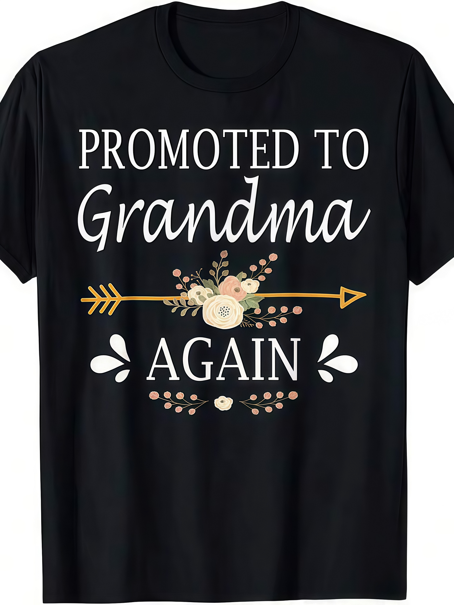 Men's Graphic T-Shirt Promoted To Grandma Again With Arrow And Blush Blossom Flower