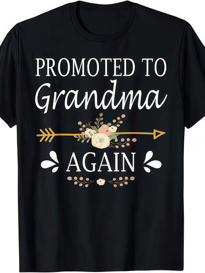 Men's Graphic T-Shirt Promoted To Grandma Again With Arrow And Blush Blossom Flower