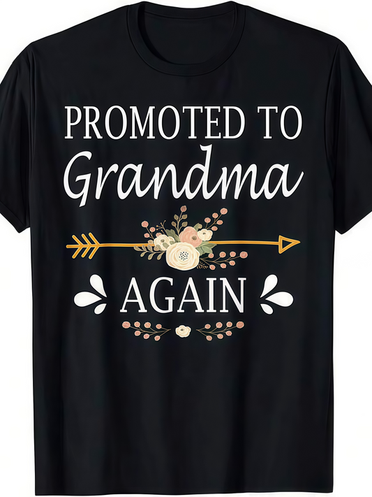 Men's Graphic T-Shirt Promoted To Grandma Again With Arrow And Blush Blossom Flower