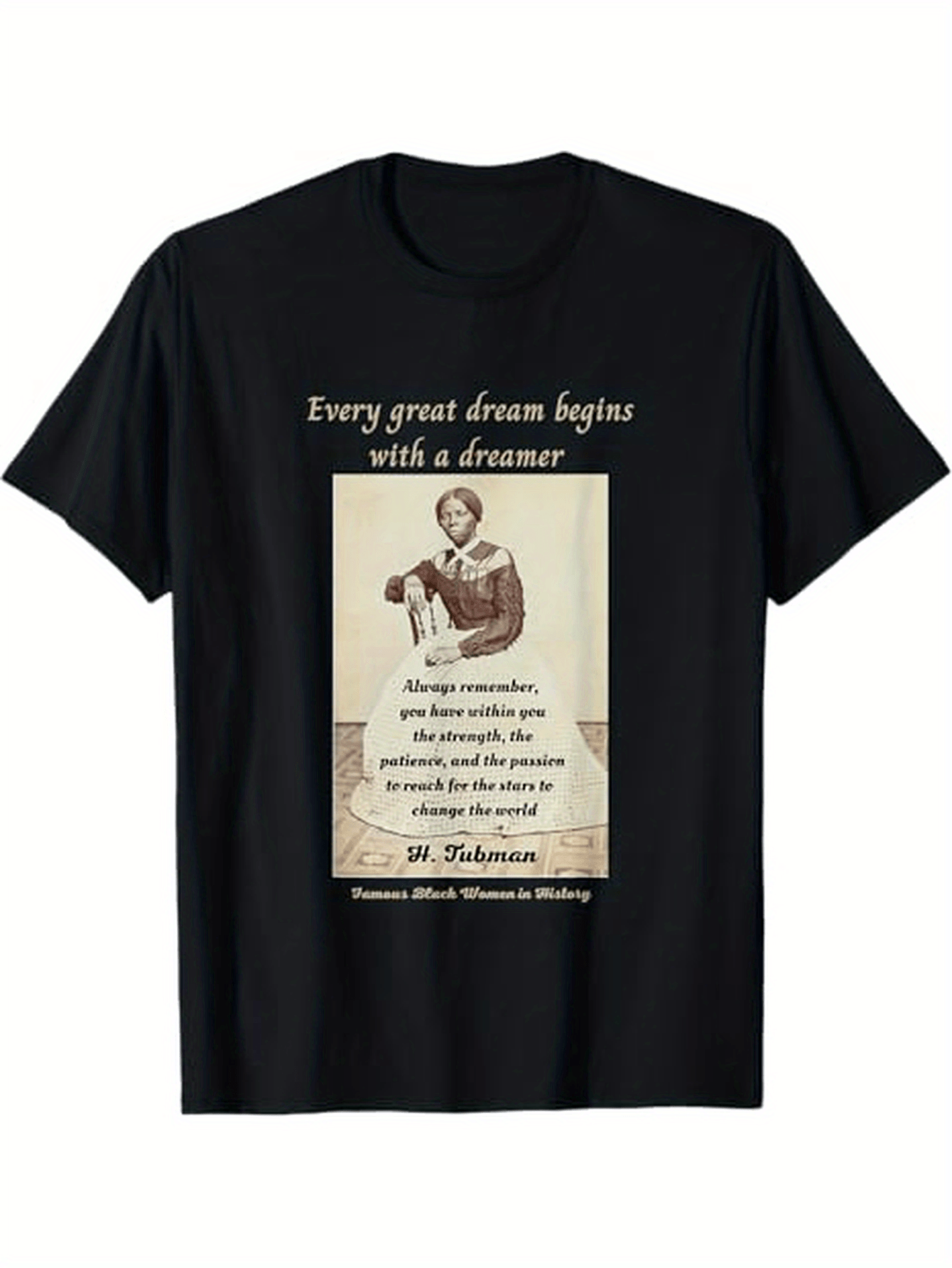 Men's Graphic T-Shirt Every Great Dream Begins With A Dreamer Inspirational Words Among Vintage Sepia Portrait Photograph Woman