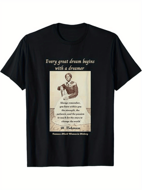 Men's Graphic T-Shirt Every Great Dream Begins With A Dreamer Inspirational Words Among Vintage Sepia Portrait Photograph Woman
