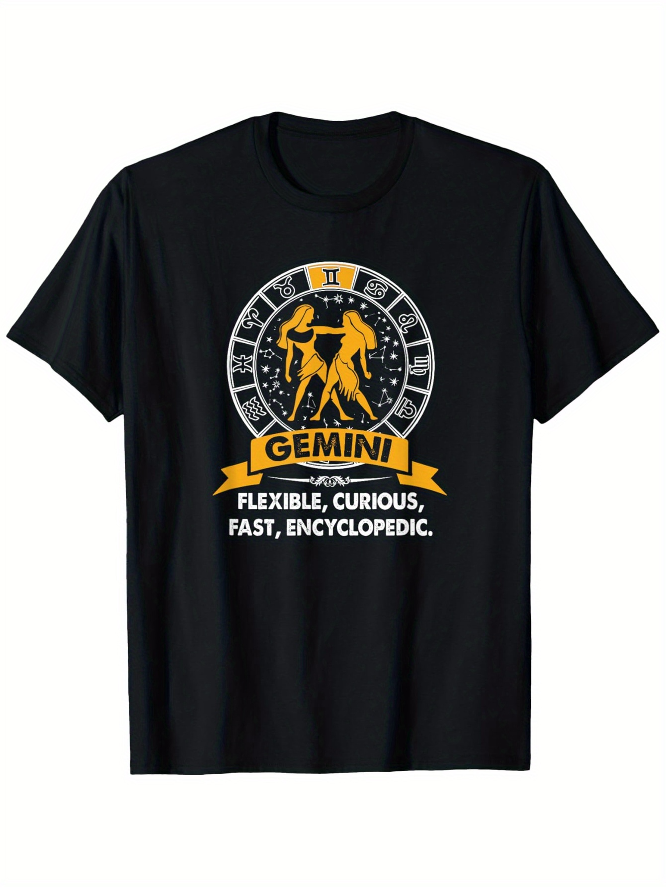 Men's Graphic T-Shirt Gemini Zodiac Sign With Stars Symbolic Twin Figures
