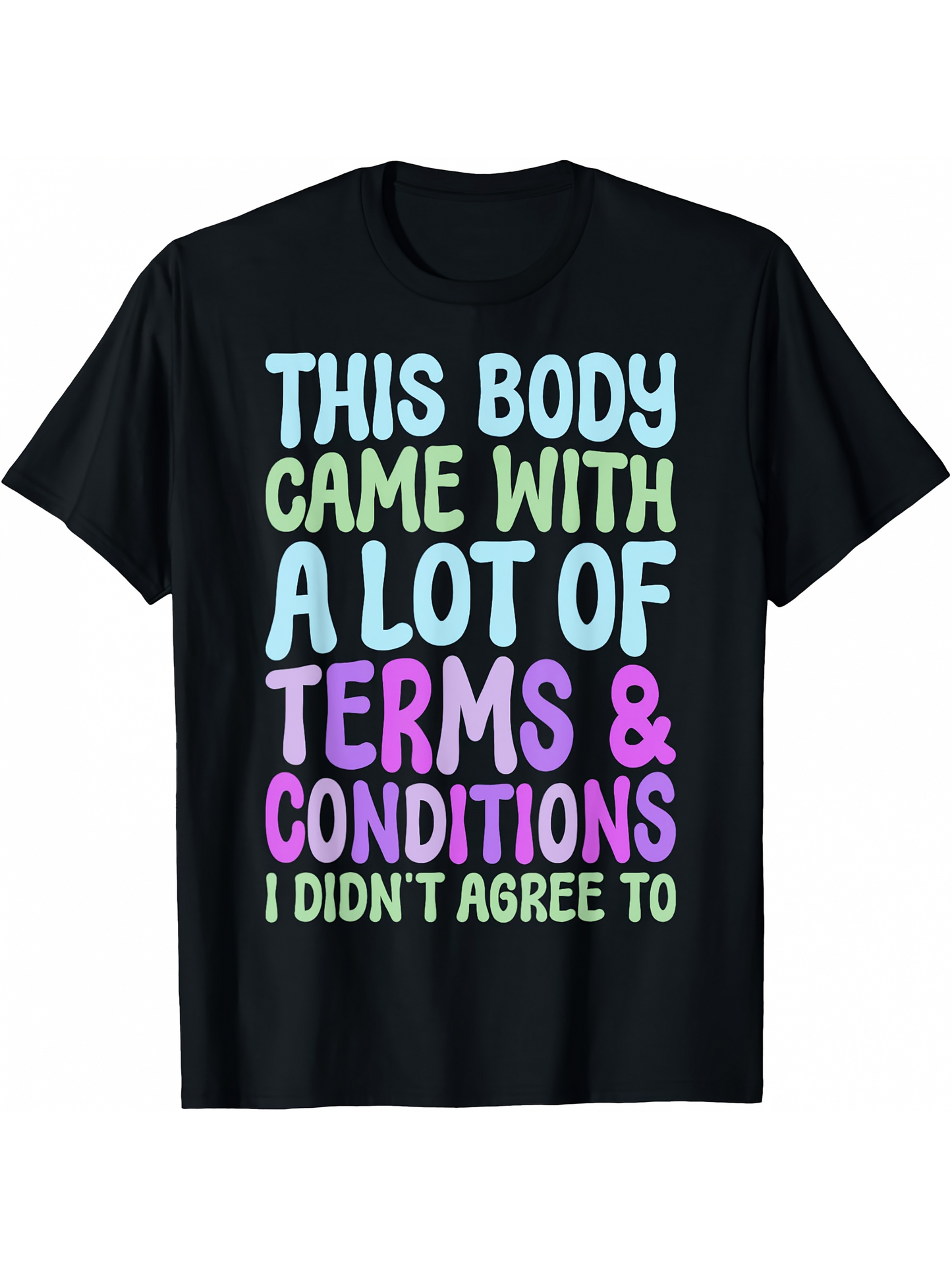 Men's Graphic T-Shirt This Body Came With A Lot Of Light Green And Purple Letters Statement