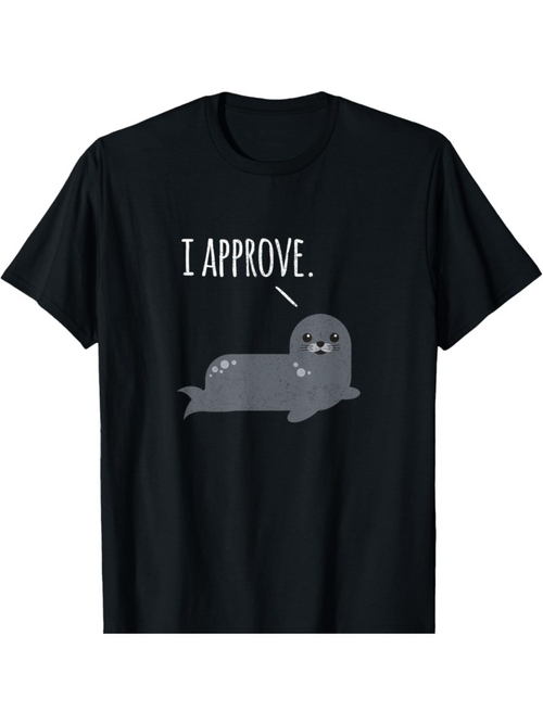 Men's Graphic T-Shirt I Approve Playful Cartoon Seal With Happy Expression Seal