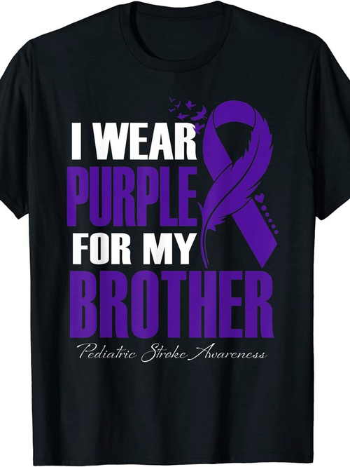 Men's Graphic T-Shirt I Wear Purple For My Brother Childhood Awareness Ribbon T Shirt