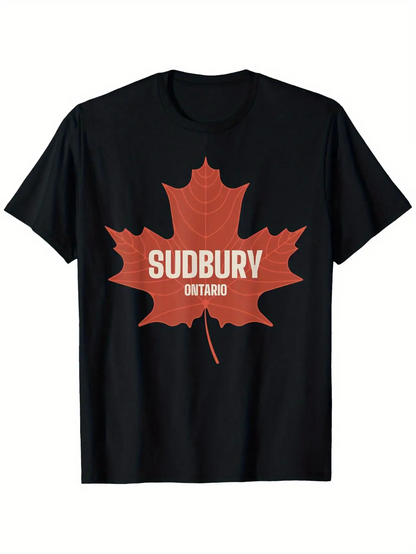 Men's Graphic T-Shirt Sudbury Ontario Vintage Red Maple Leaf Graphic T Shirt