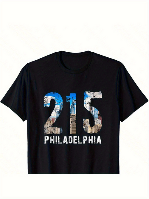 Men's Graphic T-Shirt Philadelphia 215 Urban Architecture Cityscape Numbers T Shirt