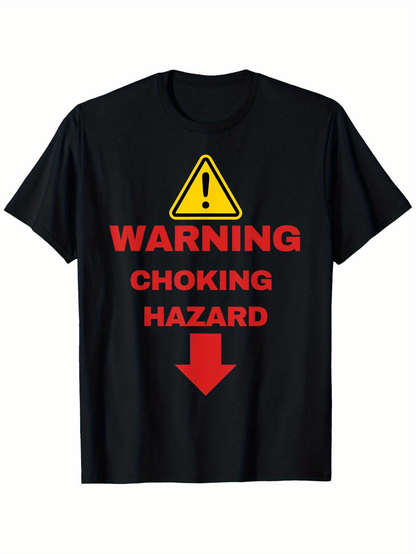 Men's Graphic T-Shirt Warning Hazard Sign With Red Arrow Pointing Down T Shirt