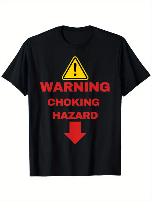 Men's Graphic T-Shirt Warning Hazard Sign With Red Arrow Pointing Down T Shirt