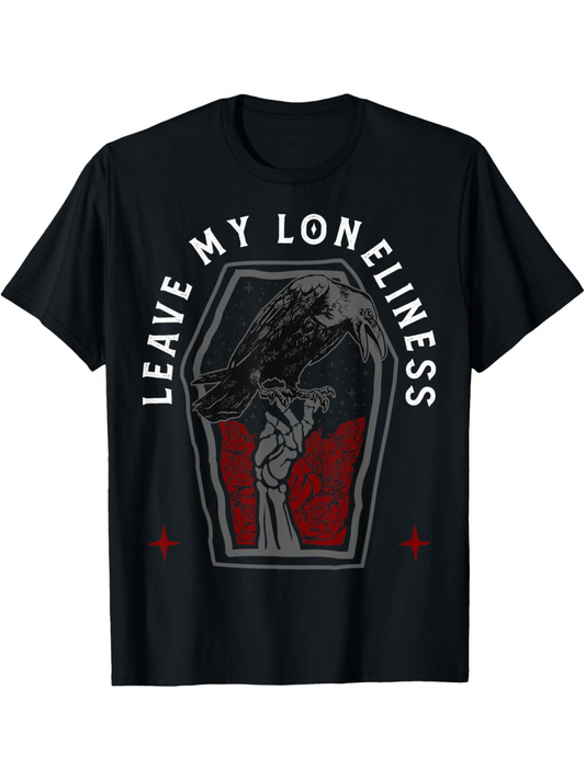 Men's Graphic T-Shirt Leave My Loneliness Tombstone Coffin With Dark Clouds And Red Shadows