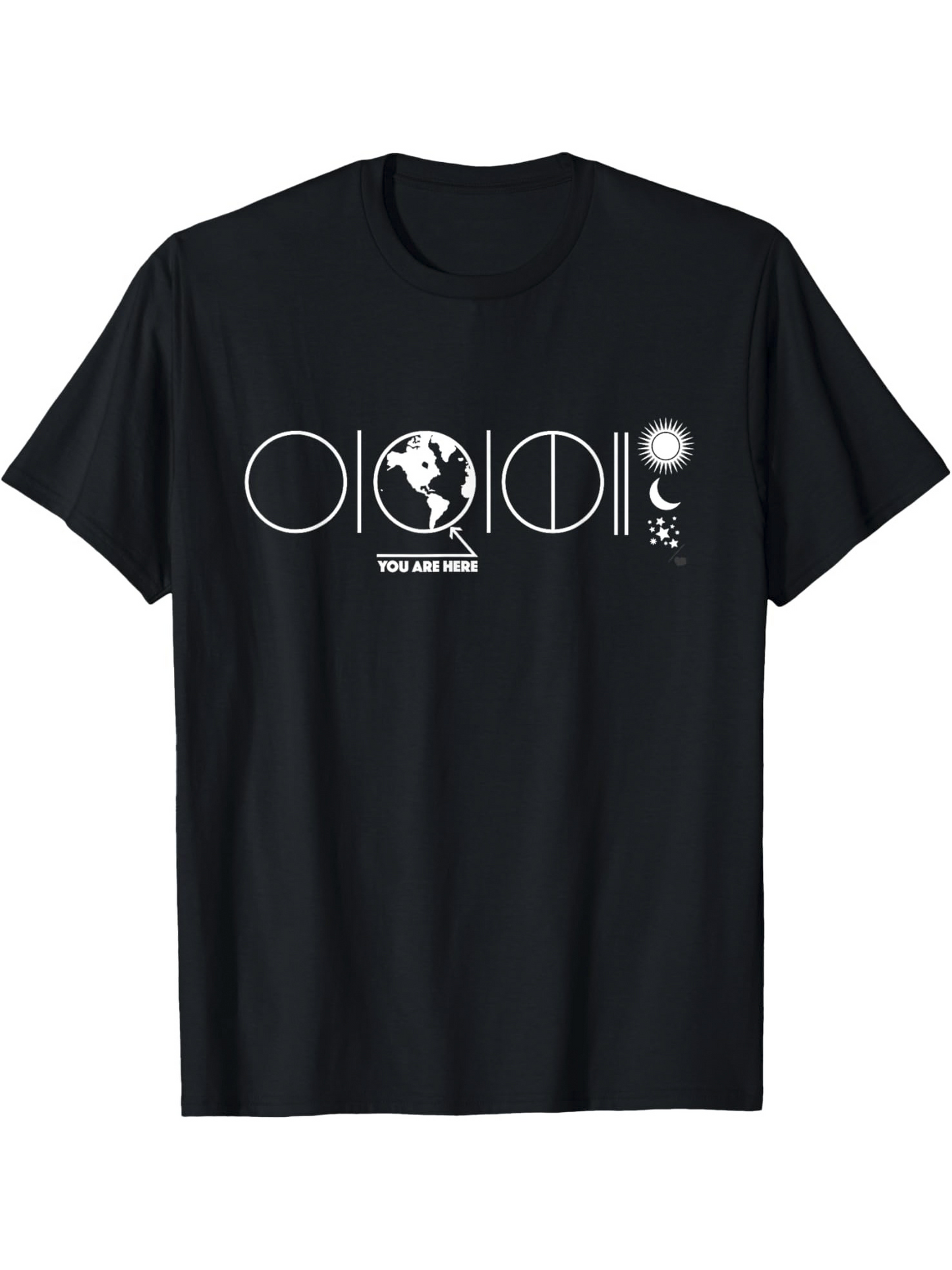 Men's Graphic T-Shirt You Are Here Solar System Phases With Diagram And Earth