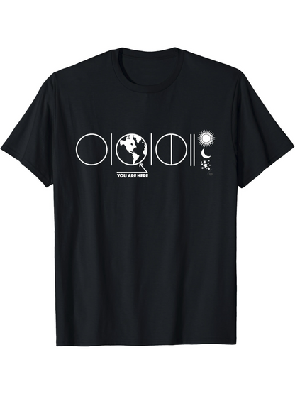 Men's Graphic T-Shirt You Are Here Solar System Phases With Diagram And Earth