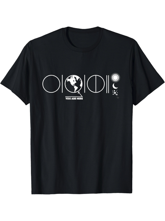 Men's Graphic T-Shirt You Are Here Solar System Phases With Diagram And Earth