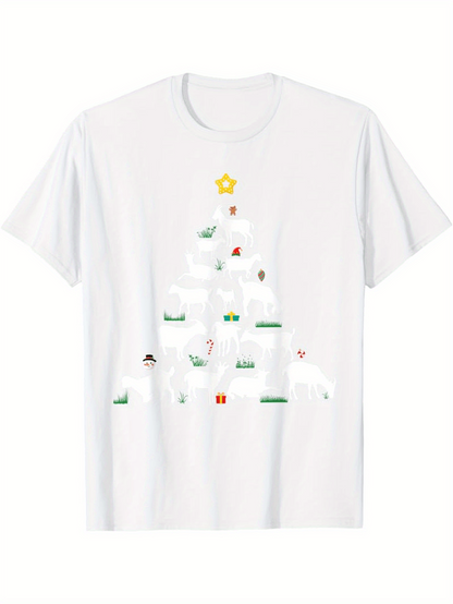 Men's Graphic T-Shirt Snowy Holiday Scene With Playful Polar Bears Among Christmas Gifts Tree