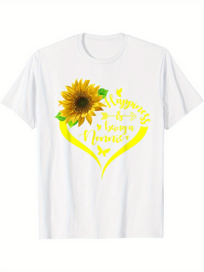 Men's Graphic T-Shirt Sunflower With Vibrant Blooming Petals Inside A Shining Yellow Heart Flower