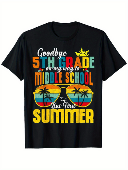 Men's Graphic T-Shirt Goodbye Fifth Grade On My Way To Middle School But First Summer Palm Trees Sunset Graphic Sunglasses