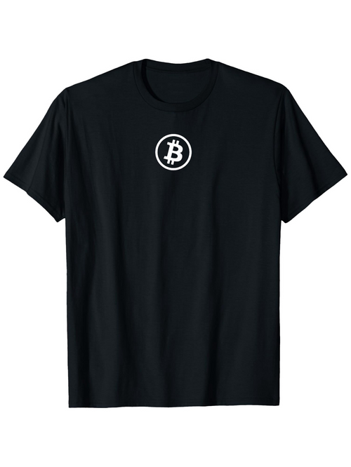 Men's Graphic T-Shirt Minimalist Digital Currency Symbol Under Central Spotlight Bitcoin