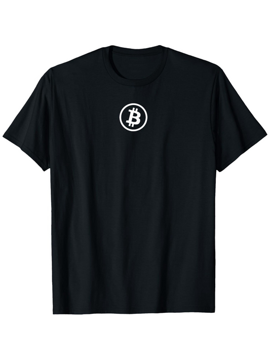 Men's Graphic T-Shirt Minimalist Digital Currency Symbol Under Central Spotlight Bitcoin