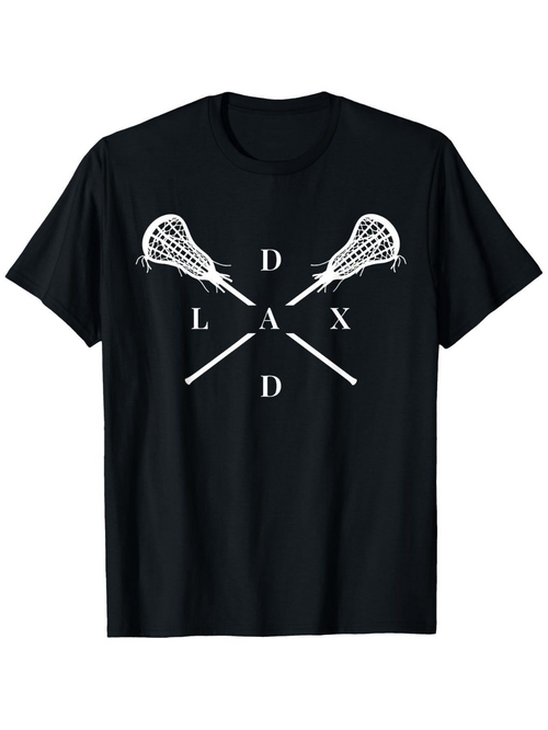 Men's Graphic T-Shirt Minimalist Cross Lacrosse Sticks With Bold Letters Under White Light