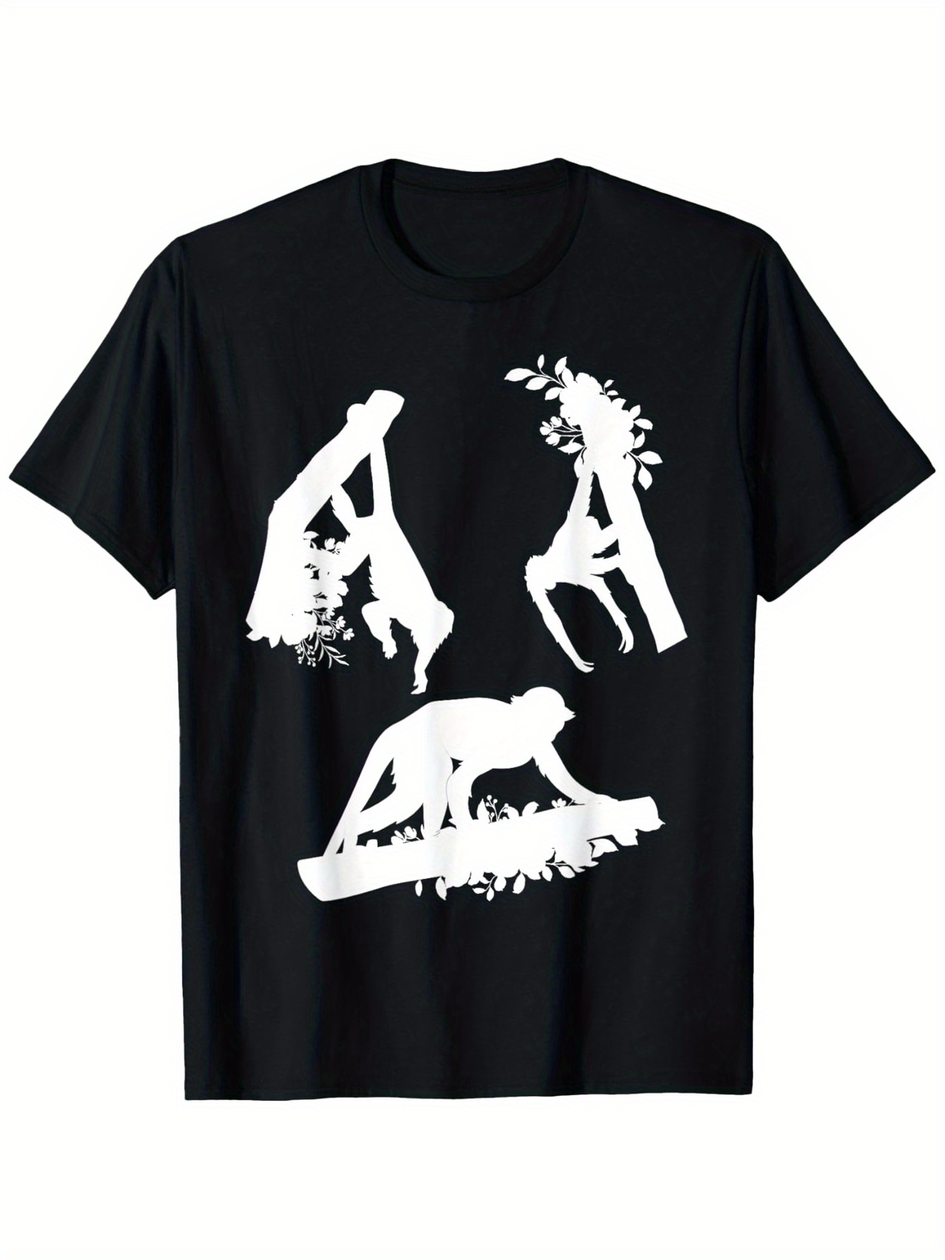 Men's Graphic T-Shirt Yoga Poses Silhouetted With Leafy Artistic Shapes Woman