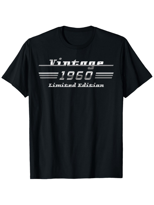 Men's Graphic T-Shirt Vintage 1950 Limited Edition With Horizontal Stripes Bold Typography Highlight