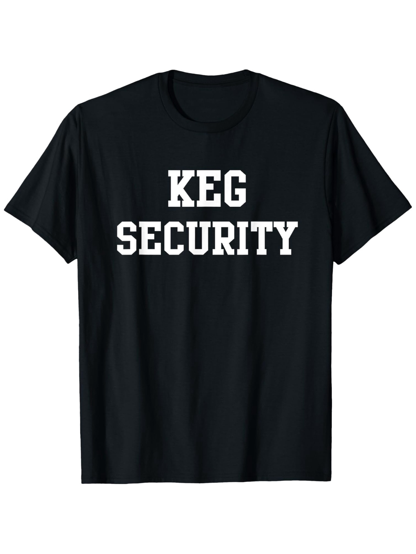 Men's Graphic T-Shirt Keg Security Bold White College Lettering On Black T Shirt