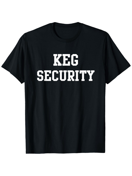 Men's Graphic T-Shirt Keg Security Bold White College Lettering On Black T Shirt
