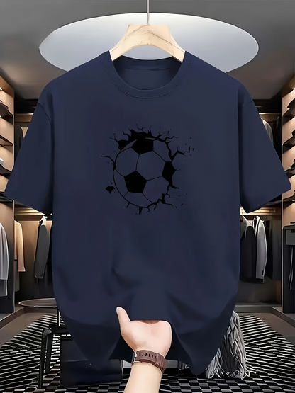 Men's Graphic T-Shirt Cracked Wall With Classic Pattern Soccer Ball