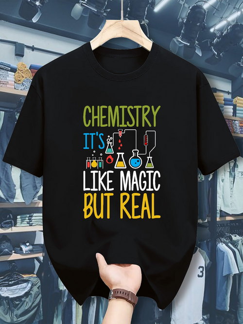 Men's Graphic T-Shirt Chemistry Beakers Colorful Experiment With Magic Laboratory Theme