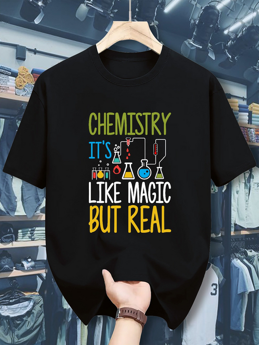 Men's Graphic T-Shirt Chemistry Beakers Colorful Experiment With Magic Laboratory Theme