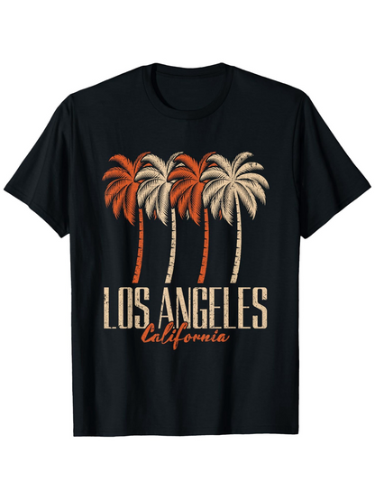 Men's Graphic T-Shirt Los Angeles California Sunset Palms And Tall Desert Palm Trees