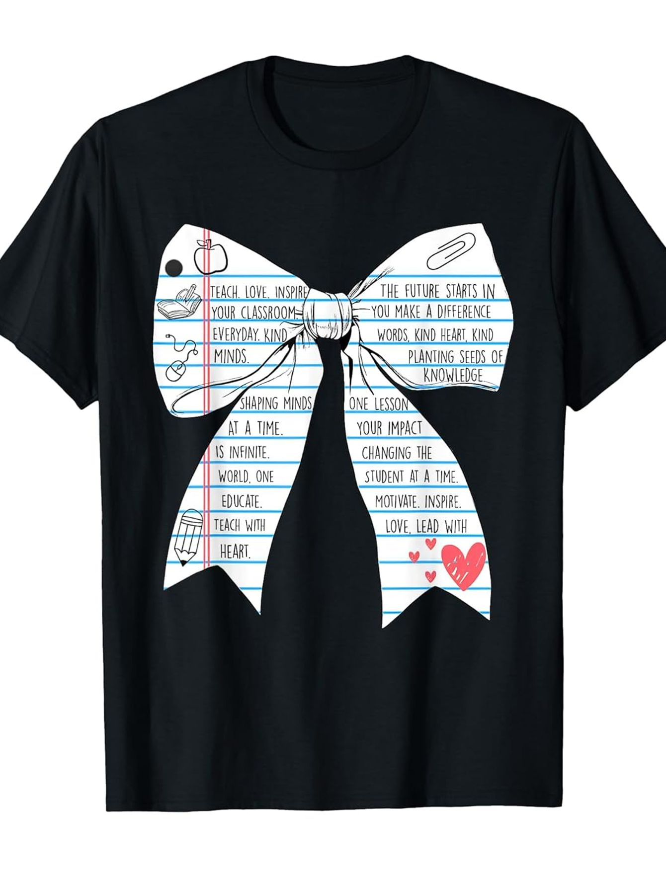 Men's Graphic T-Shirt Notebook Scribbles And Pink Heart On Bow Tie