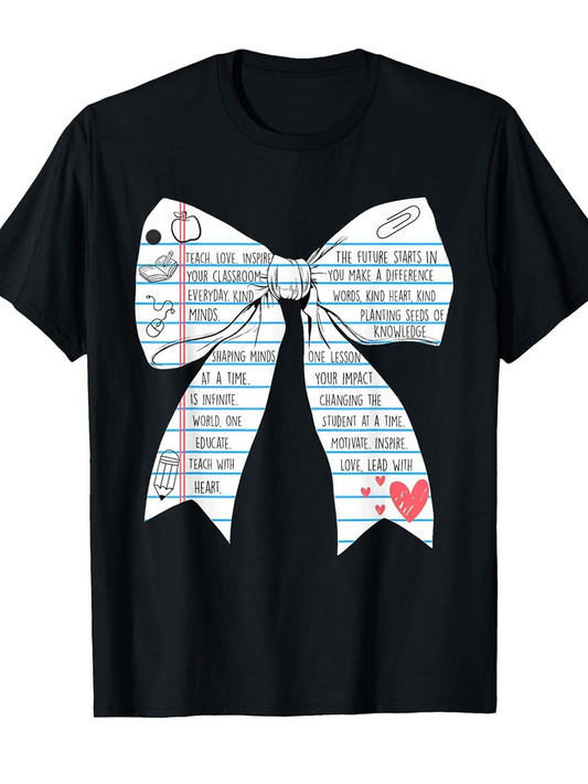 Men's Graphic T-Shirt Notebook Scribbles And Pink Heart On Bow Tie
