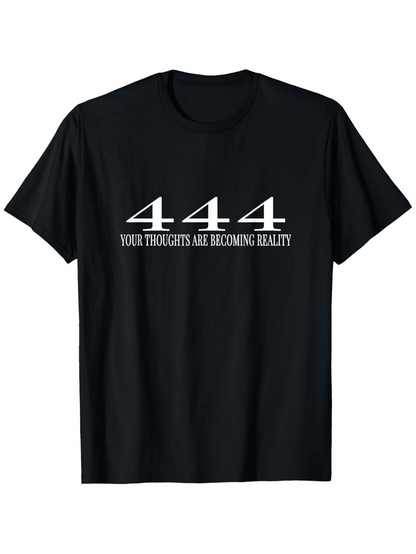 Men's Graphic T-Shirt 444 With Manifestation Quote In White Lettering On Black Shirt